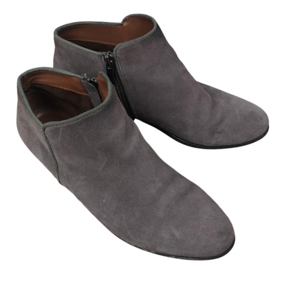 Crown Vintage Women’s Nude Suede Natural Low Heeled Ankle Boot Round Toe Booties - Picture 14 of 16